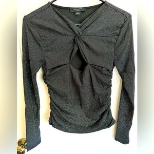 Allsaints Caelum Metallic Twist Top, Long Sleeve, US4